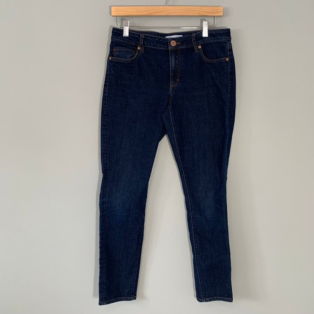 Loft Curvy Skinny Jeans Womens 27/4 Dark Wash Indigo Denim Stretch Slim Fit